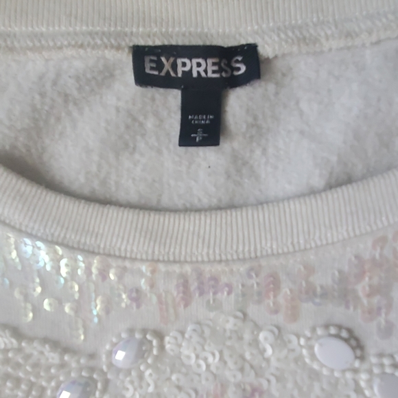 Express Size Small embellished ivory/white sweater - Picture 3 of 3